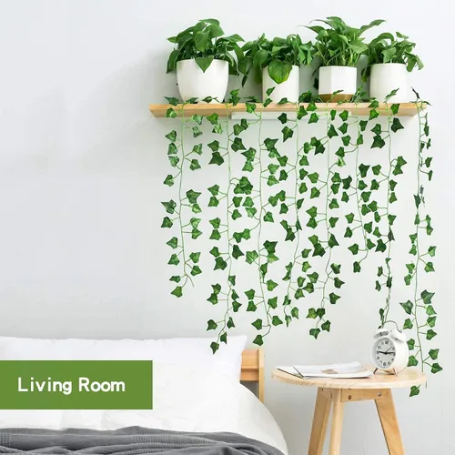 Vista 7 de 12 Pack Plantas Artificial Decoración Hojas Hiedra Artificial 26m Garland Plants Hanging Wedding Garland Fake Follaje Flores Inicio Cocina Jardín