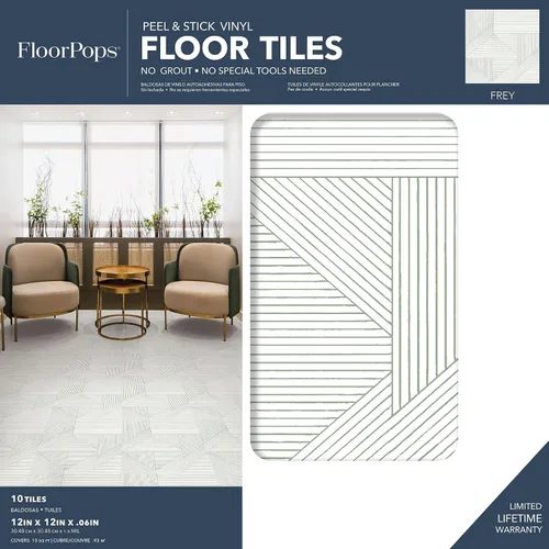 Vista 2 de FloorPops Azulejos neutros Frey Peel & Stick de 12 pulgadas por 12 pulgadas, FP4948