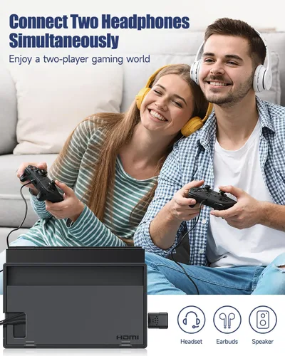 Vista 3 de ZEXMTE Adaptador Bluetooth PS5, transmisor de audio inalámbrico 5.3 para conectar auriculares y auriculares inalámbricos, conecta dos dispositivos