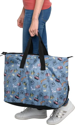 Vista 8 de Harry Potter Bolsa de lona de tren búho Hogwarts con estampado de búho para viajes Blanco apagado Bolsa de lona