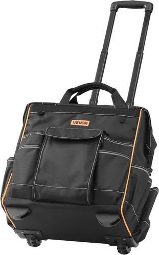 Vista 9 de VEVOR Bolsa de herramientas con ruedas de 15 pulgadas, capacidad de carga de 110 libras, 25 bolsillos, bolsa de herramientas resistente sobre