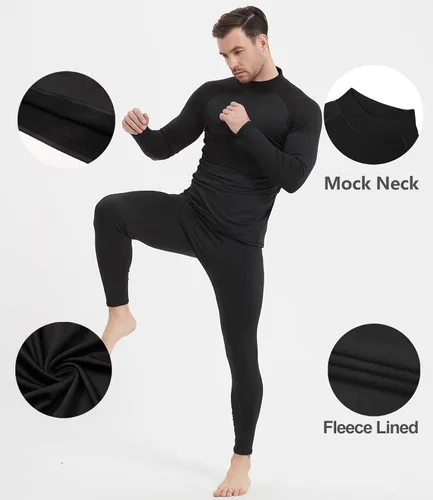 Vista 5 de Paquete de 4 camisas térmicas de compresión de manga larga con cuello alto para hombre