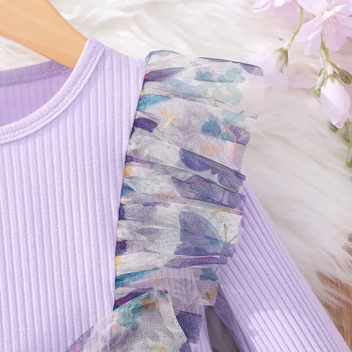 Vista 3 de Camidy Vestido de manga larga para niña pequeña, con volantes, estampado de mariposa, lazo, tutú para fiesta casual, vestido de princesa de 2 a 6