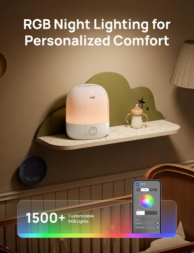 Vista 8 de DREO Humidificadores para dormitorio, tiempo de funcionamiento máximo de 30 horas, luz nocturna RGB y entrenador de sueño, humidificador de niebla