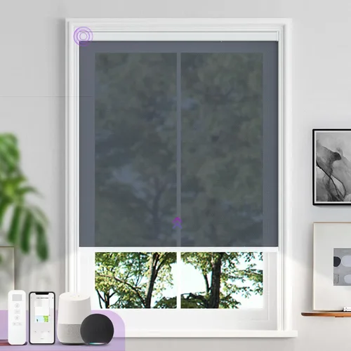 Vista 32 de Astomi - Persianas enrollables motorizadas para ventanas, persianas 100 % opacas para oscurecer la habitación, persianas inteligentes sin cordón