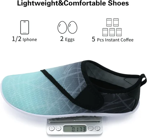 Vista 6 de Lisdwde Zapatos de agua antideslizantes para hombre y mujer, zapatos de natación, deportes de playa, secado rápido, zapatos de calcetín para mujeres