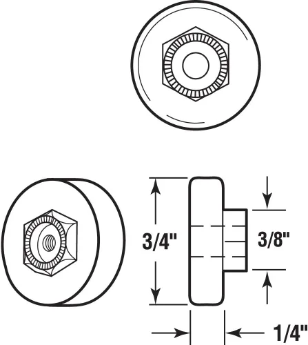 Vista 2 de Prime-Line 1901-B 7/8 In., Nylon, Rodillo de rodamiento de bolas de borde ovalado para caja de bañera (paquete de 2)