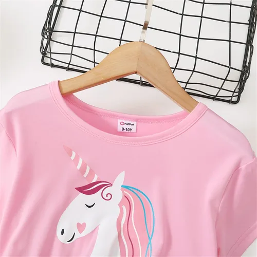 Vista 3 de Vestidos de verano casuales de manga corta con tutú de unicornio para niñas de 4 a 12 años