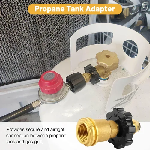 Vista 7 de Fuoequl El adaptador de tanque de propano convierte POL a QCC1 / Tipo 1 con llave