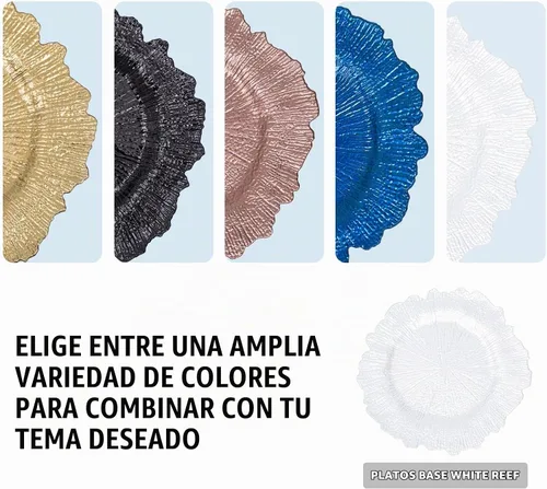 Vista 7 de MAONAME Platos cargadores blancos de 13", Platos base redondos de arrecife para platos de cena, Platos cargadores de plástico para decoración