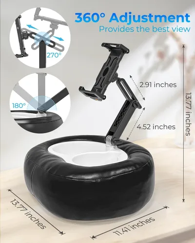 Vista 3 de Soporte de almohada para tableta con forro de almacenamiento, cuero sintético, soporte estable para dispositivos de 6.1 a 15.6 pulgadas, impermeable