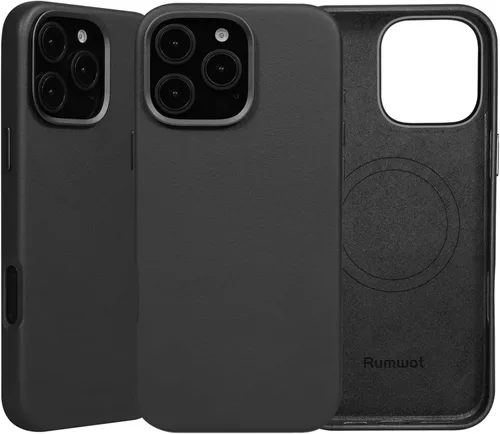 Vista 31 de Funda de cuero genuino para iPhone 13 Pro, cuero de grano completo, compatible con MagSafe y carga inalámbrica, bisel de la cámara con botones