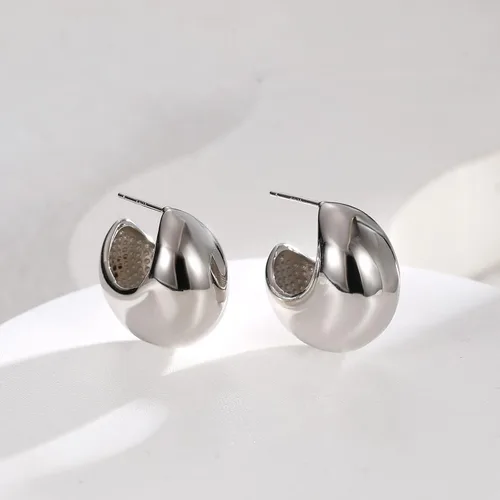 Vista 4 de Aretes gruesos de lágrima para mujer, juego de aretes de aro de moda Bottega, aretes de oro