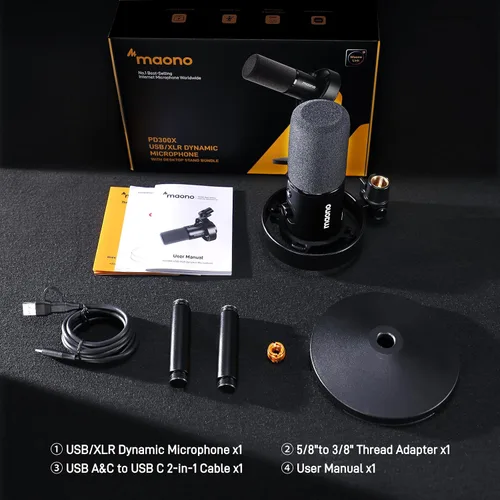 Vista 8 de MAONO Micrófono dinámico USB XLR para podcast: micrófono para juegos de computadora de PC con 192 kHz/24 bits para grabación de estudio y creación