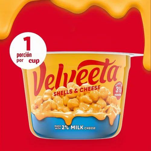 Vista 8 de Velveeta Shells & Cheese Tazas de macarrones y queso para microondas con 2% de queso de leche (paquete de 4 unidades, tazas de 2.19 onzas)