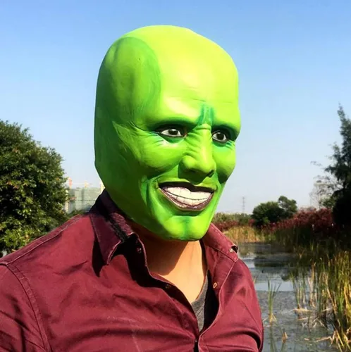 Vista 3 de Máscaras verdes novedosas de látex para disfraz de fiesta de disfraces de Halloween