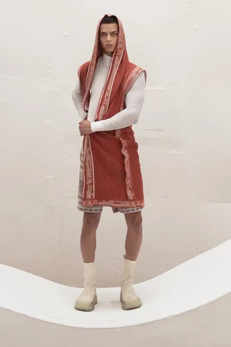 Vista 6 de CHEKANKA SAN Chaleco unisex KAN IvoryShedron Chaleco oversize de diseño mexicano con raíces étnicas