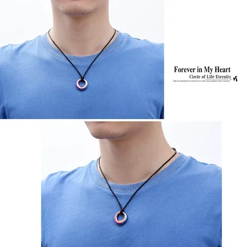Vista 4 de Hearbeingt Collar de urna de cremación para cenizas para mujeres y hombres, colgante conmemorativo con cristal circular, Acero inoxidable, Acero