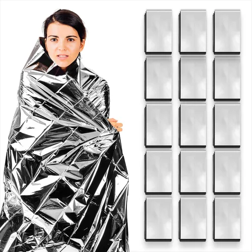 Vista 11 de ASA TECHMED Mantas térmicas de Mylar de emergencia a granel, manta espacial, kit de supervivencia para camping, kit de primeros auxilios