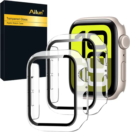 Vista 13 de Ailun Funda protectora de pantalla para Apple Watch Series 9, 8 y 7 [1.61 pulgadas], carcasa rígida ultrafina de policarbonato integrado con vidrio
