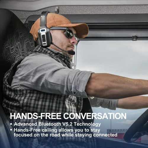 Vista 7 de Sarevile Auriculares Bluetooth Trucker, V5.2 inalámbricos con micrófono mejorado con cancelación de ruido AI, auriculares Bluetooth con silencio