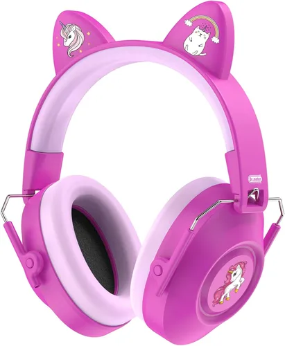 Vista 12 de Dr.meter EM200 Noise Cancelling Headphones for Kids Cute Cat Ear Muffs Rosa