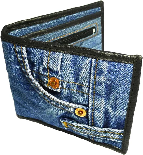 Vista 3 de Bijoux De Ja Monedero Billetera Billetera Pequeña Vaquera Azul Unisex, Mezclilla azul, Cartera francesa