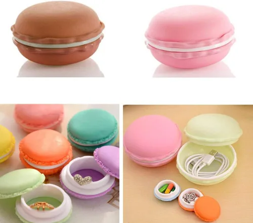 Vista 7 de Estuche colorido de macarrón, caja de almacenamiento de joyas de macarrón, caja de almacenamiento portátil de viaje para dulces, macarrón, caja