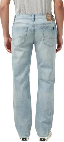 Vista 4 de Buffalo David Bitton Jeans de pierna recta relajada para hombre con tela elástica, Índigo Sp23