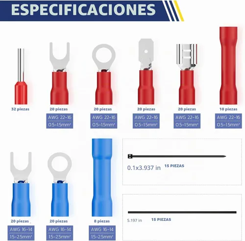 Vista 3 de haisstronica Kit de pelacables de 201 piezas, herramienta automática de pelacables para cables AWG 24-10 con terminales aislados, pelacables