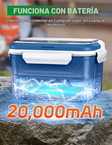 Vista 3 de Docusvect Fiambrera eléctrica inalámbrica para adultos 1.3L con calefacción Hi-Vis Azul