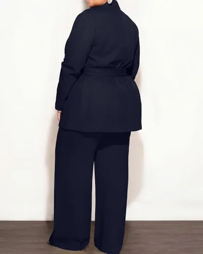 Vista 3 de Conjunto de 2 piezas para mujer, talla grande, para negocios, casual, para Azul marino