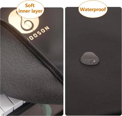 Vista 7 de Funda para teclado de 61 teclas, impermeable, a prueba de polvo, con forro polar, apta para mascotas, diseño de doble cremallera, apto para Yamaha