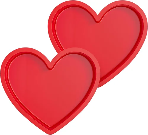 Vista 10 de Moldes de silicona pequeños en forma de corazón de 2 pulgadas para chocolate, caramelo, pastel, jabón (Juego de 2, crema)