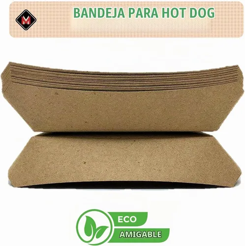 Vista 2 de Mr Miracle Bandeja de papel para perros calientes de 7 pulgadas en papel kraft. Paquete de 25. Desechable, reciclable y totalmente biodegradable.