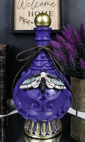 Vista 9 de Ebros Gift Oculto Wicca Divinidad Espiritual Polilla Metamorfosis Púrpura Faux Poción Botella Decoración Figurilla Brujas Místicas Wicca Ocultista