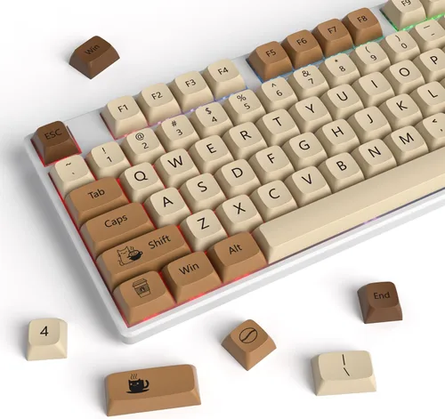 Vista 24 de Owpkeenthy Teclas de carbono retro perfil SA de 150 teclas personalizadas de ABS Doubleshot Juego de teclas con barra espaciadora dividida