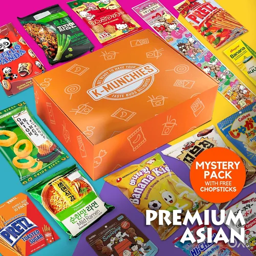 Vista 2 de K-Munchies Caja asiática de aperitivos – Paquete variado de aperitivos para adultos y niños con dulces, patatas fritas, ramen y otros alimentos