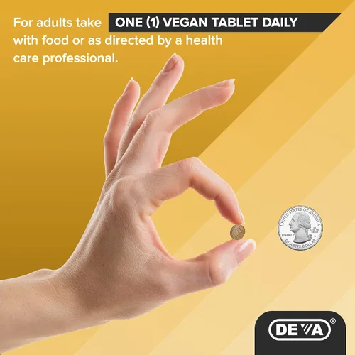 Vista 7 de Deva Nutrition Hierro quelado vegano 29 mg fortificado con B-12 - Alta potencia, fácil de tragar - 90 tabletas, 1 paquete