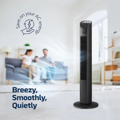 Vista 2 de NEXAIR Ventilador de torre oscilante de 36 pulgadas, torre de ventilador portátil de 3 velocidades con control remoto, ventilador de piso