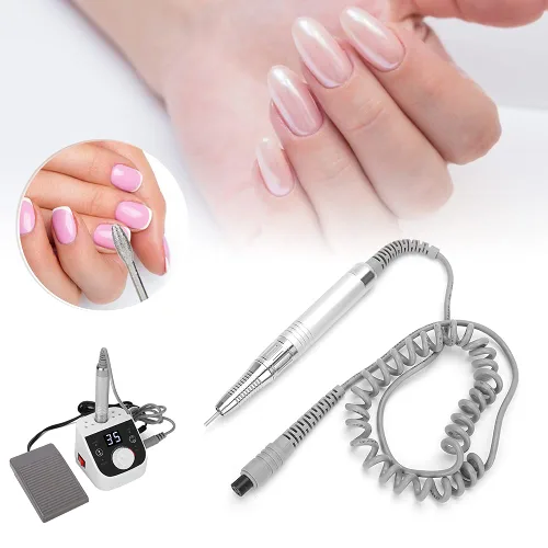 Vista 3 de Taladro de uñas eléctrico de 35000 RPM, herramientas de pulido de arte de uñas con vástago de mano, kit de taladro profesional para lima de uñas