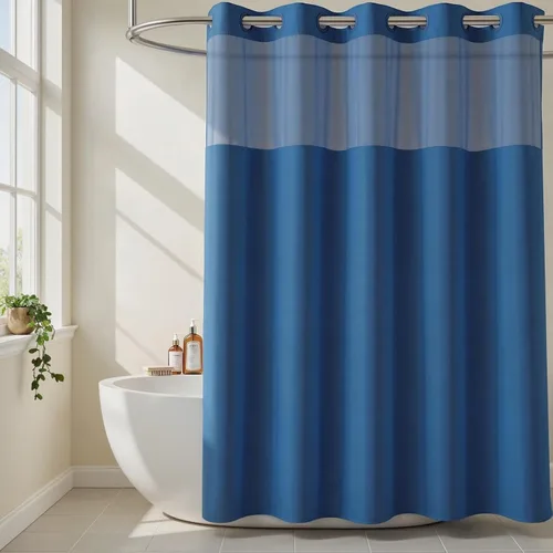 Vista 9 de River Dream Cortina de ducha o forro sin gancho con ventana transparente, no incluye forro ni necesario, repelente al agua, lavable a máquina Beige