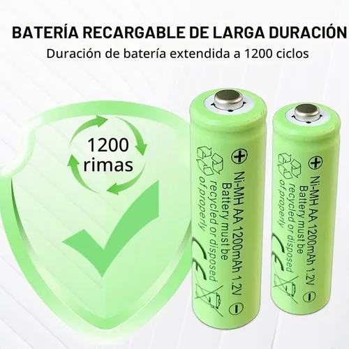 Vista 7 de Baterías recargables AA, baterías AA Ni-MH de 1.2 V 1200 mAh, paquete de 12
