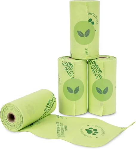 Vista 2 de Bolsas de basura para perros – Bolsas de excremento de perro 100% compostables reales, bolsas biodegradables, bolsas para perros popo – inodoras