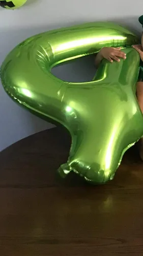 Vista 4 de Globos de número de cumpleaños, globo número 1, globos de Mylar de aluminio verde, 40 pulgadas