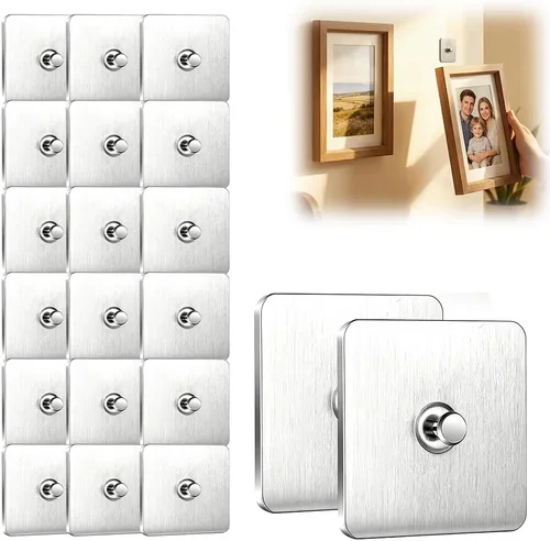 Vista 14 de Ganchos adhesivos sin taladros, colgadores de fotos mejorados sin clavos, ganchos adhesivos de montaje en pared para colgar, ganchos de pared sin