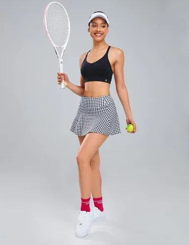 Vista 9 de 1a1a Faldas de tenis y golf para mujer con pantalones cortos y bolsillos de cintura alta, falda pantalón atlética deportiva
