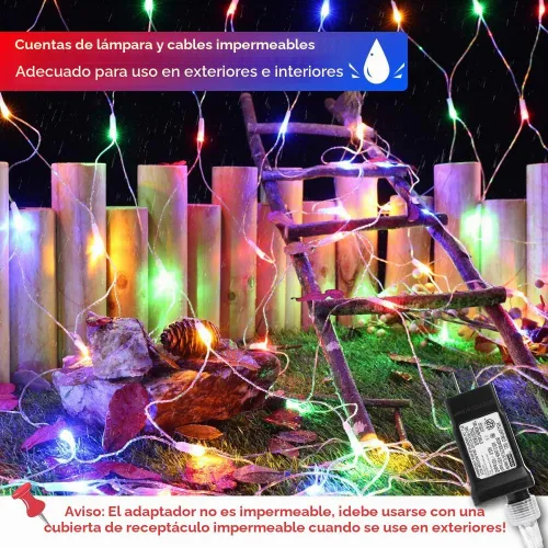 Vista 3 de LYHOPE 12 x 1,5 m, 360 luces LED en red de Navidad, 8 modos de bajo voltaje, luces decorativas en malla de Navidad para árboles de Navidad Varios