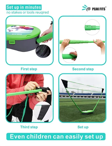 Vista 7 de Portable Badminton Net Set,Folding Volleyball Badminton Net,4 Professional Graphite Badminton Racket,8 Racket Grip Tape,4 Shuttlecocks,Family
