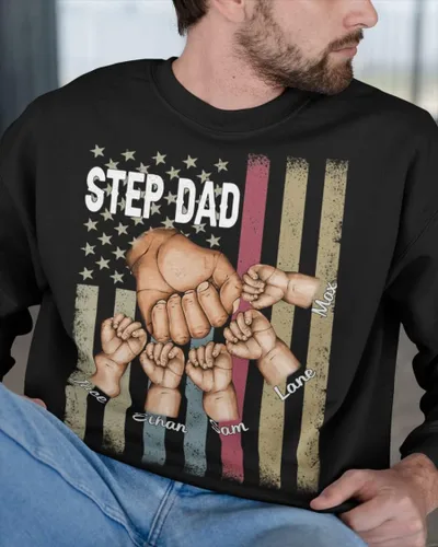 Vista 4 de Bandera de Estados Unidos personalizada para hombre, para el Día del Padre, 4 de julio, primer regalo para papá, Poppop Pop Pop, con nombres